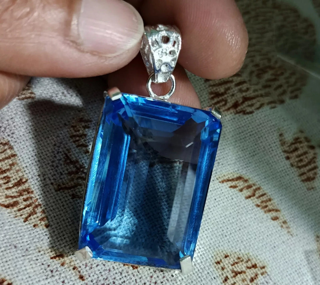 89.05 Ct Certified Natural Topaz 925 Solid Silver Emerald Pendant Loose Gemstone