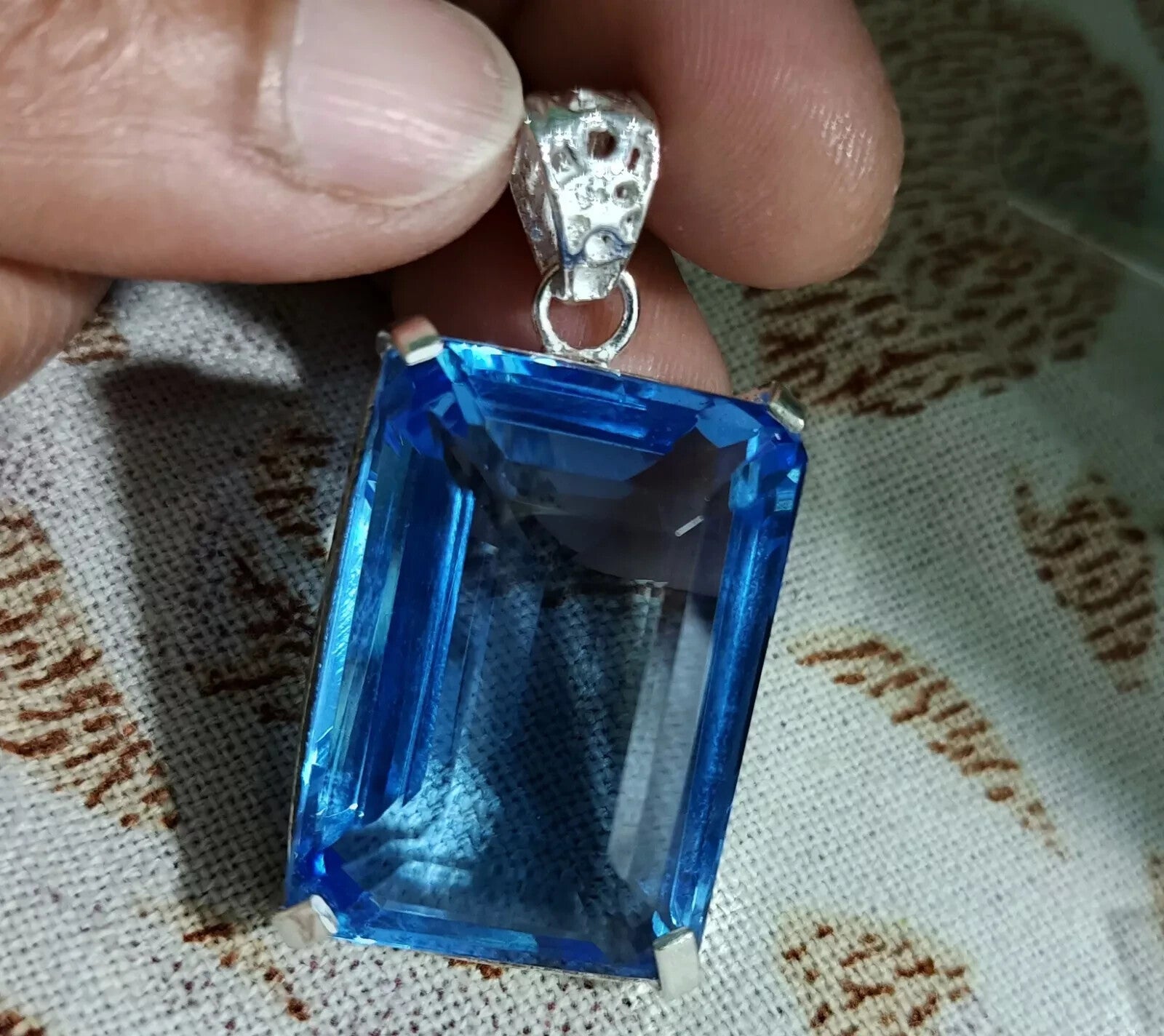 89.05 Ct Certified Natural Topaz 925 Solid Silver Emerald Pendant Loose Gemstone