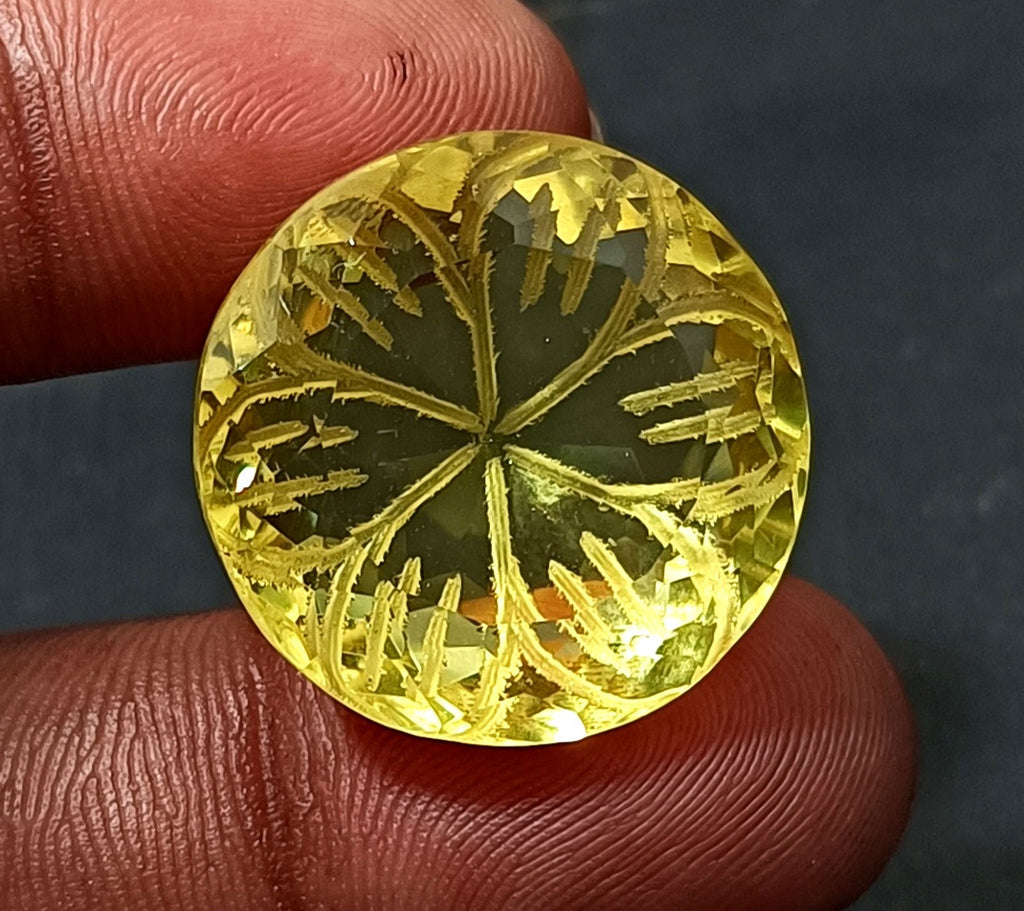 41.05 Ct Round Fine Cut EGL Certified Brazilian Lemon Color Topaz Loose Gemstone