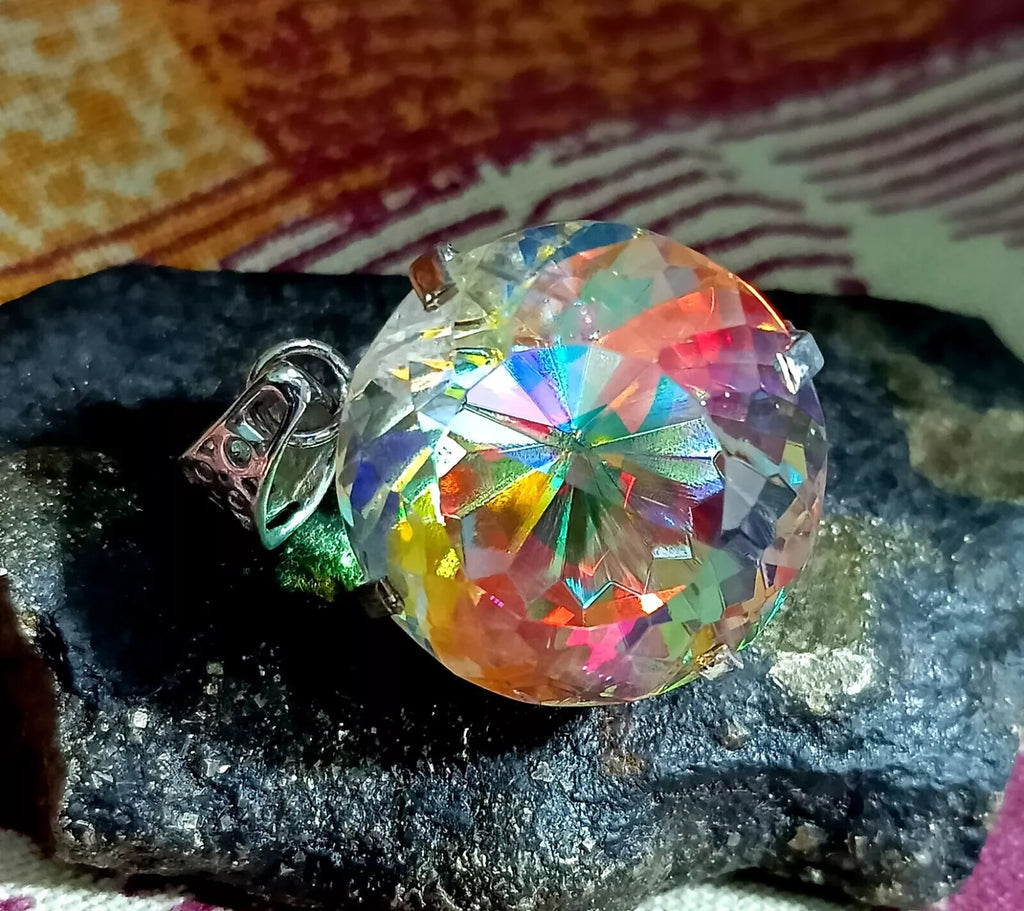 85.20 Ct EGL Certified Natural Mystic 925 Solid Silver Pendant Loose Gemstone