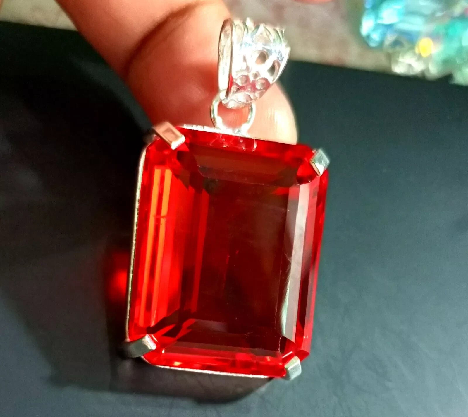 87.15 Ct Certified Natural Topaz 925 Solid Silver Emerald Pendant Loose Gemstone