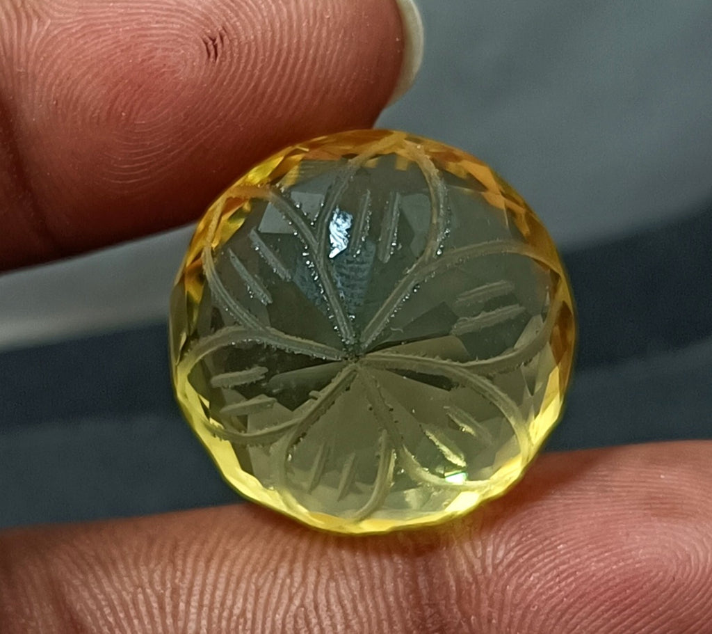 41.05 Ct Round Fine Cut EGL Certified Brazilian Lemon Color Topaz Loose Gemstone