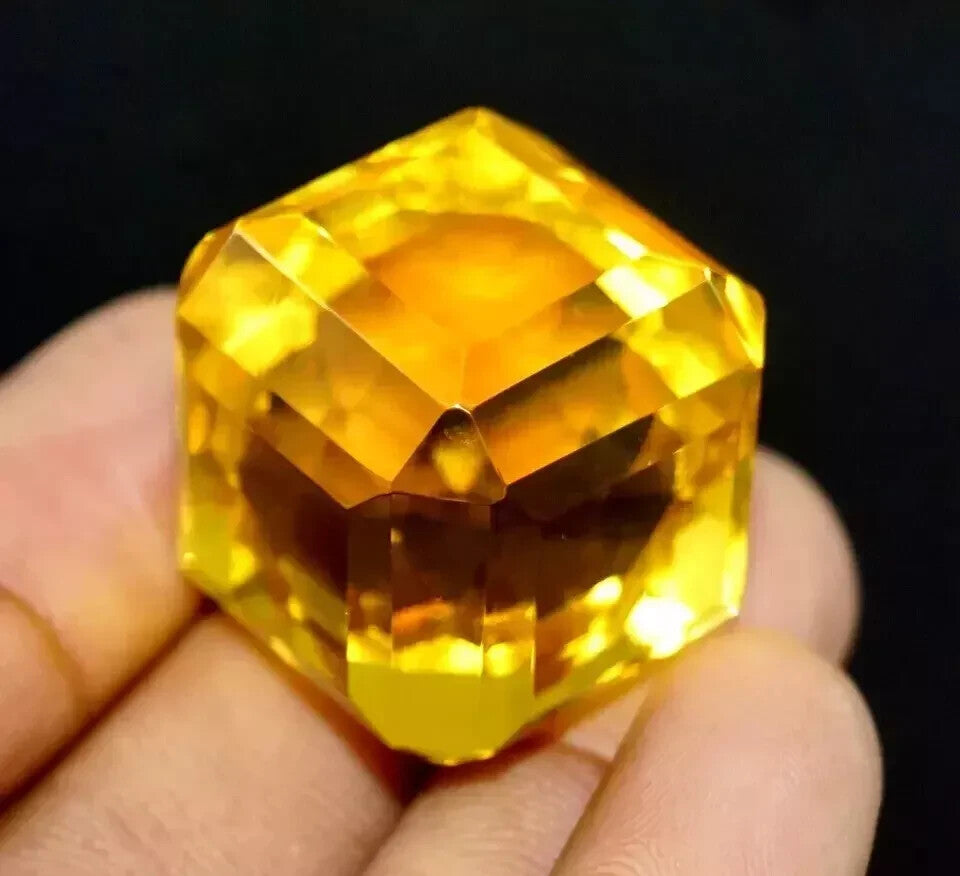 25 Ct+ Natural Flawless Yellow Sapphire EGL Certified Cube Cut Loose Gemstone