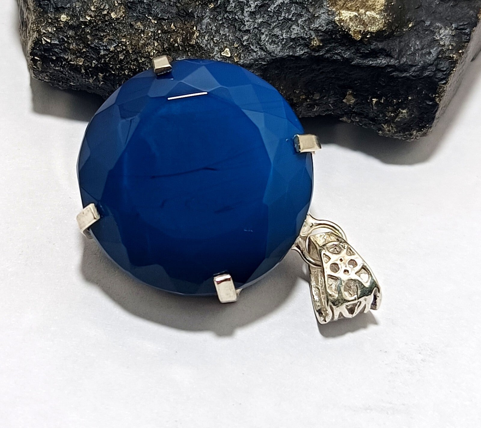 London Blue Topaz Pendant 925 Sterling Silver Pendant Gemstone Jewelry 100.50 ct