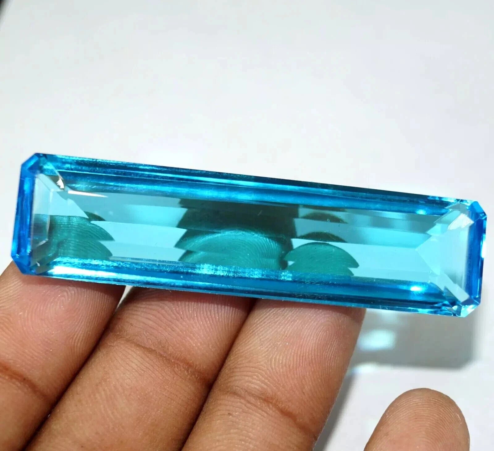 Certified Natural Brazilian 92 Ct Sky Blue Emerald Cut Topaz Loose Gemstone
