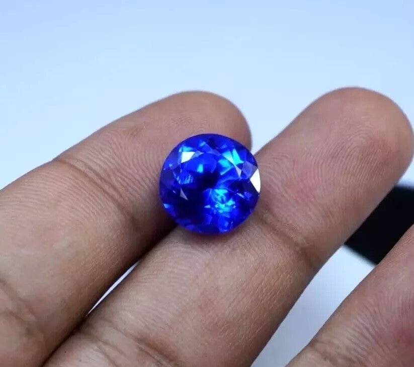 10.5 Ct Natural Ceylon Blue Sapphire Round Cut CERTIFIED Loose GEMSTONE