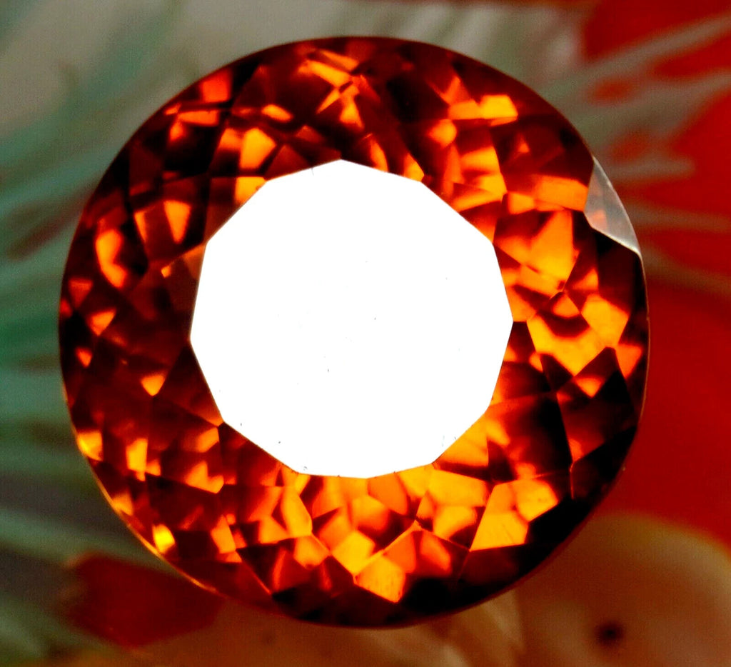 99 Ct Certified Natural Orange Zircon Cambodian Round Cut Loose Gemstone