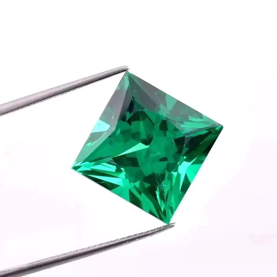 GIE Certified 7.67 Ct Princess Natural Colombian Green Emerald Loose Gemstone