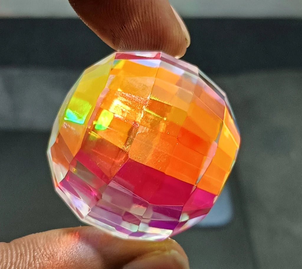 246.40 Ct+ Top Natural Rainbow Mystic Topaz Ball Shape Brilliant Loose Gemstone