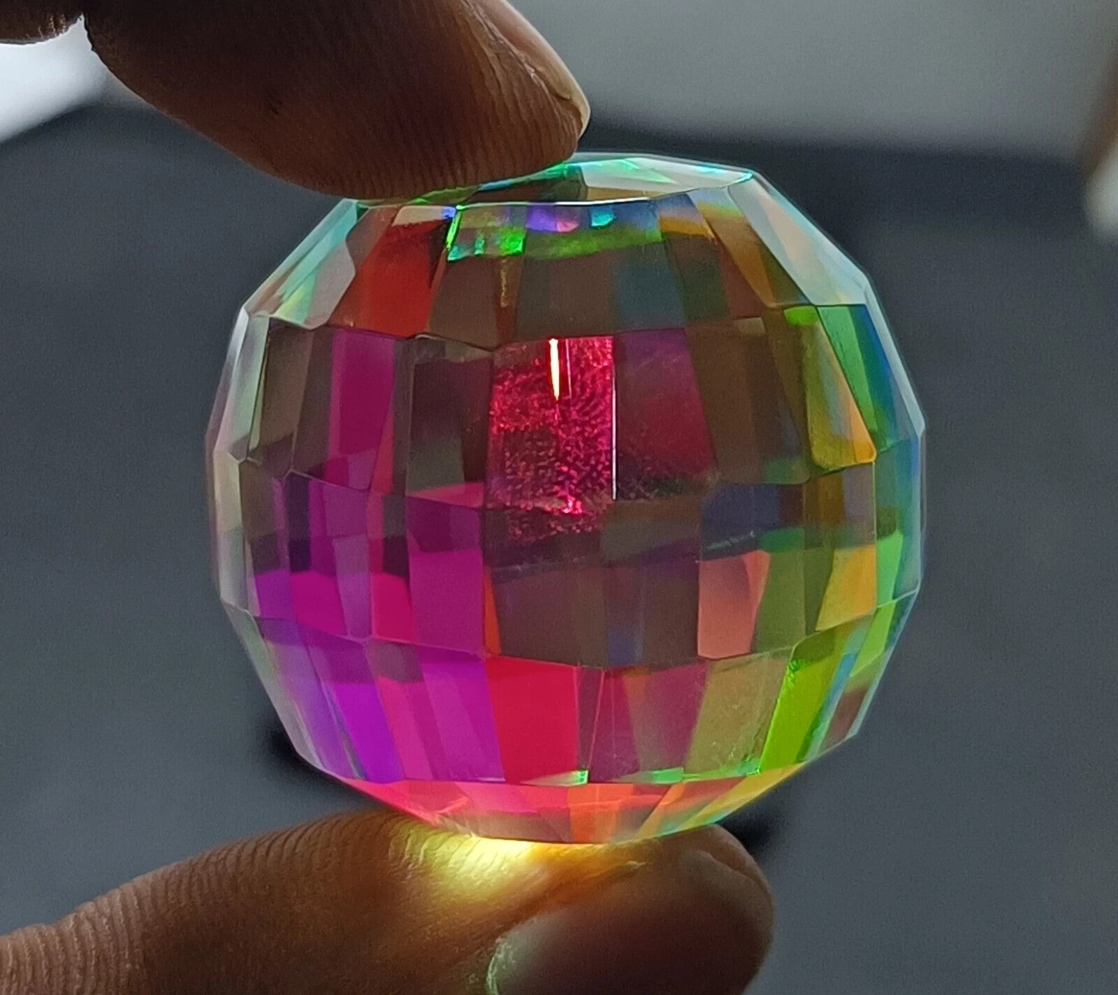 246.40 Ct+ Top Natural Rainbow Mystic Topaz Ball Shape Brilliant Loose Gemstone