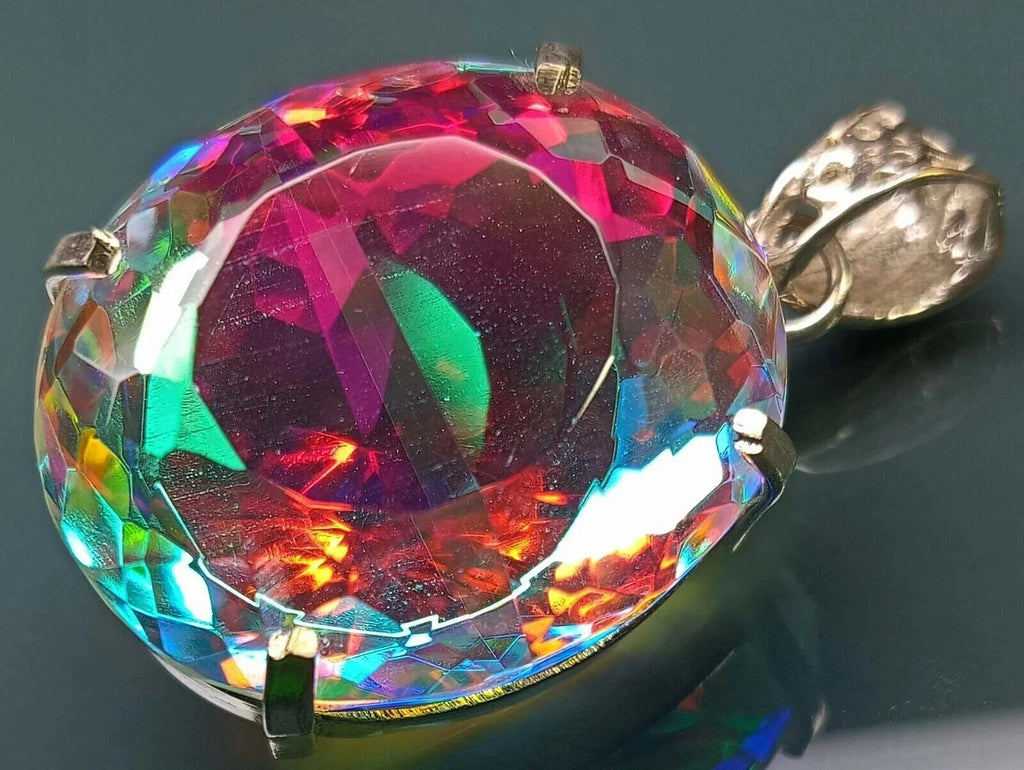 65.80 Ct EGL Certified Natural Mystic 925 Solid Silver Pendant Loose Gemstone
