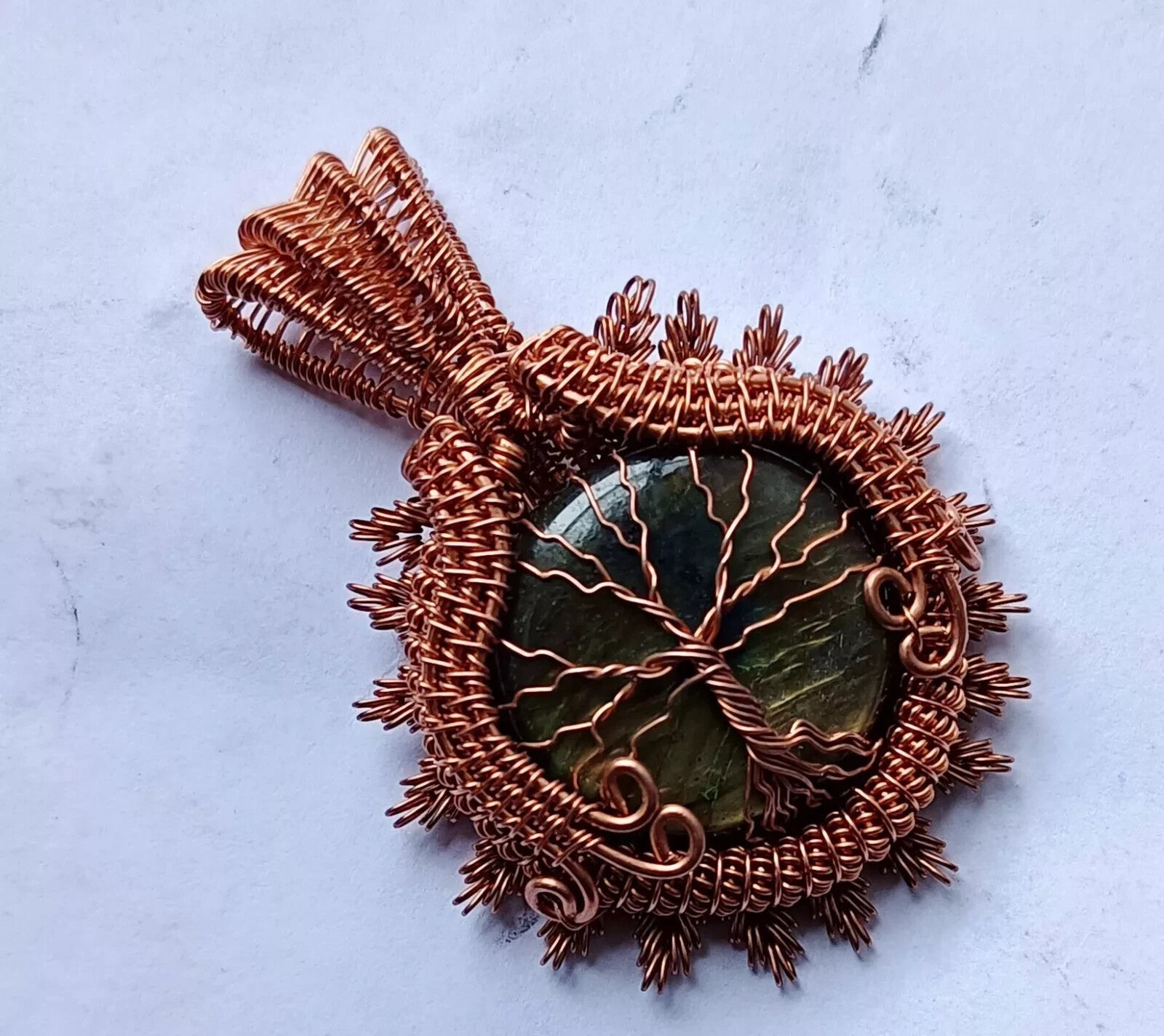 Gift For Her Copper Labradorite Jewelry Wire Wrapped Tree Of Life Pendant 110 Ct