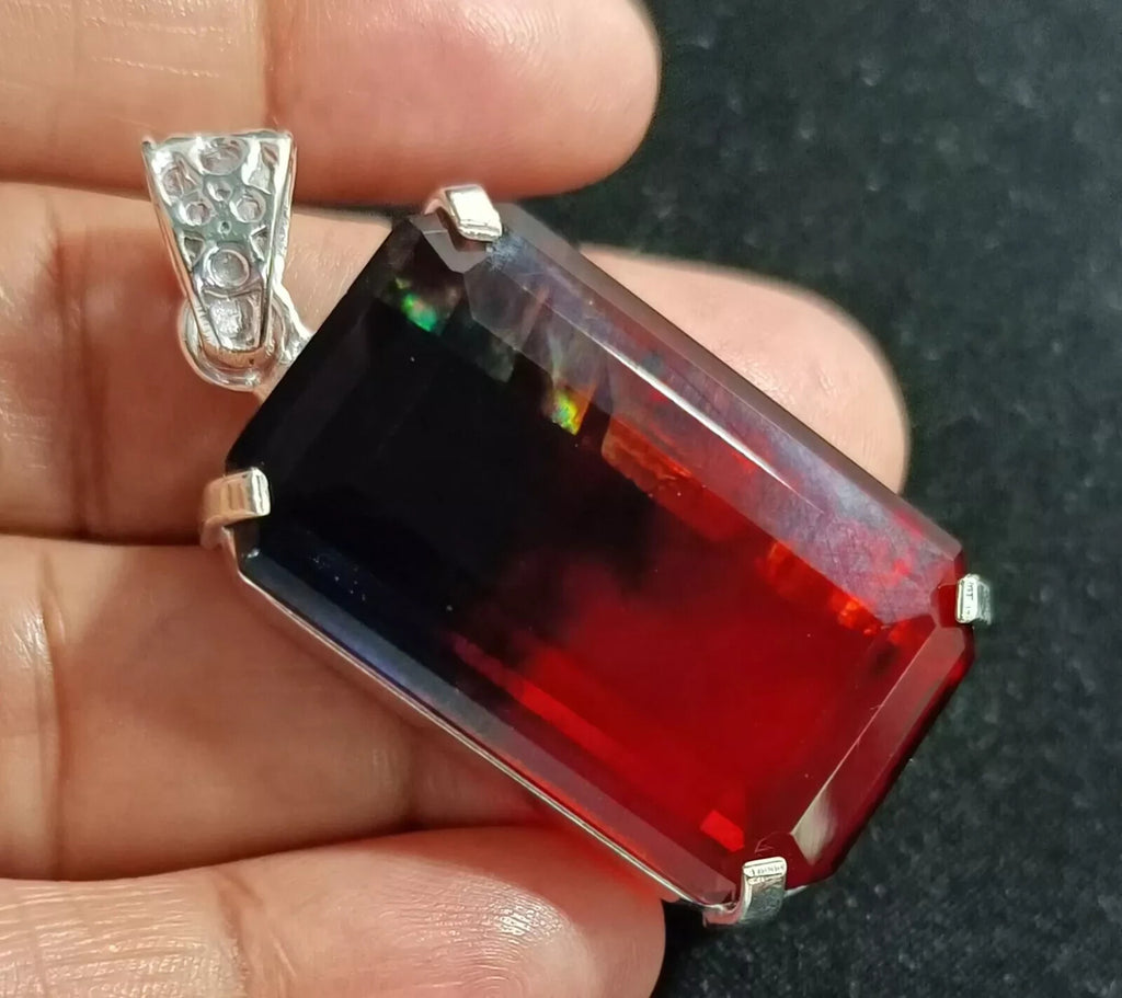 Certified 65.90 Ct Natural Ammolite 925 Solid Silver Pendant Loose Gemstone