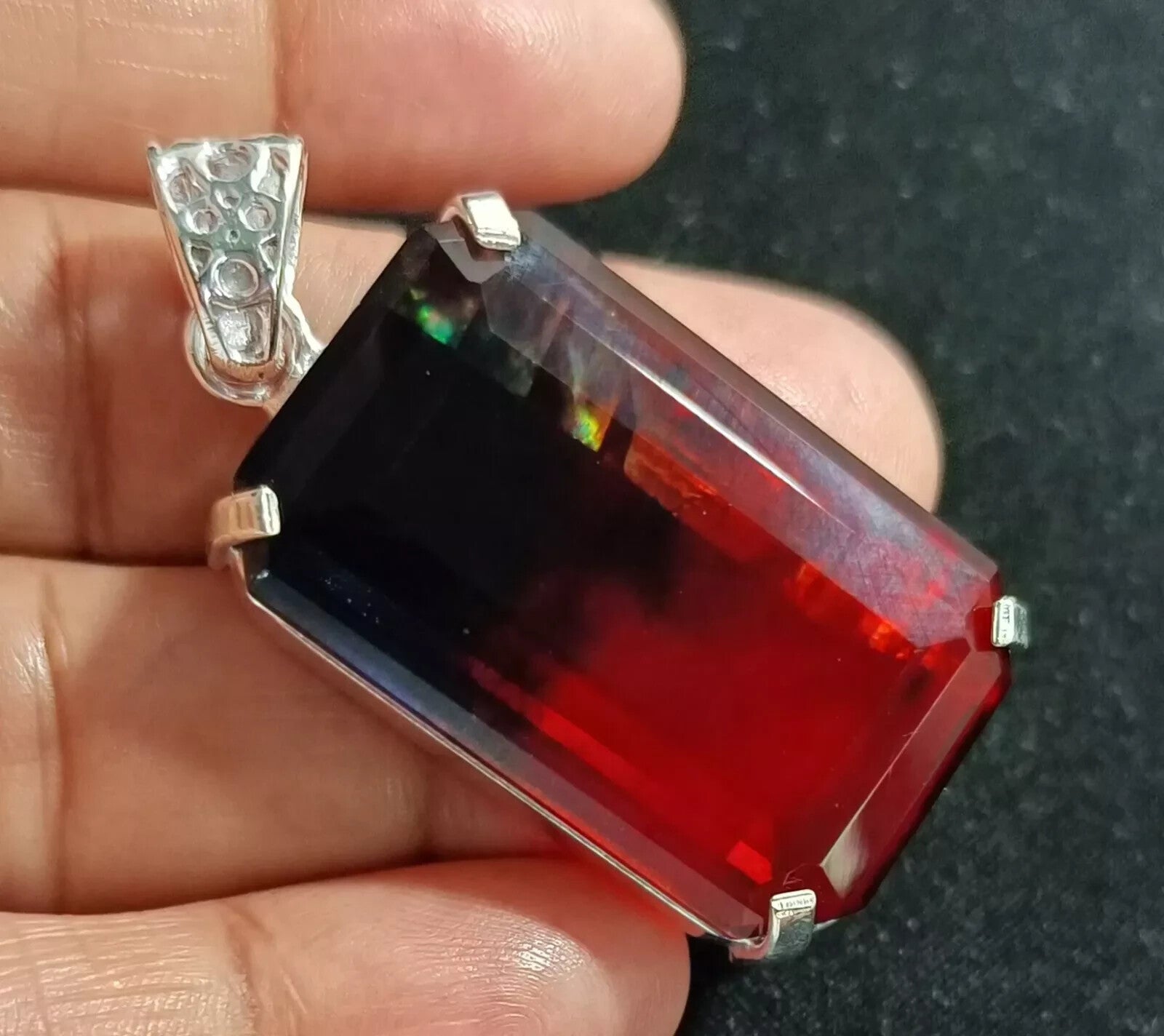 Certified 65.90 Ct Natural Ammolite 925 Solid Silver Pendant Loose Gemstone