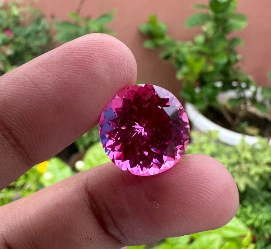 A+ Flawless Natural Ceylon Pink Sapphire Round Cut Loose GEMSTONE 20.25 Ct