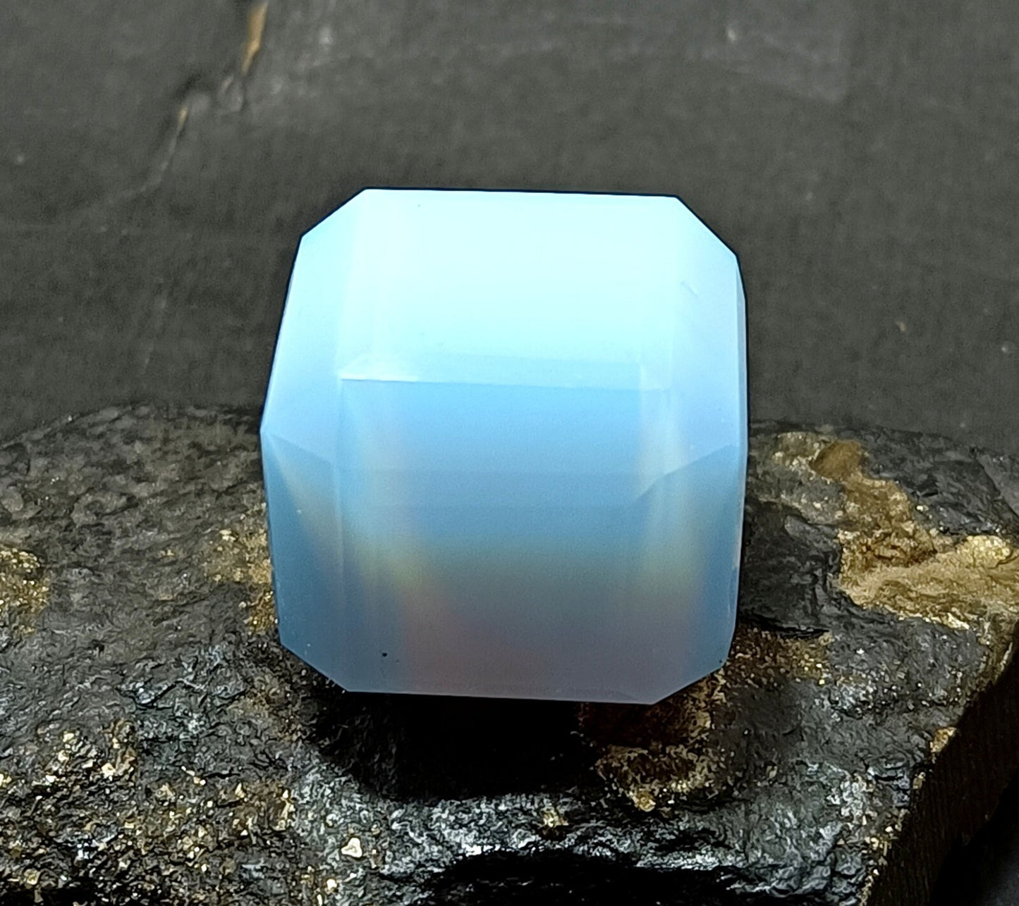 137.95 Ct Natural Blue Fire Opal Cube Cut Welo Australian EGL Certified Gemstone