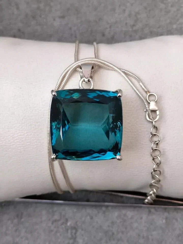 London Blue Topaz Pendant 925 Sterling Silver Pendant Gemstone Jewelry For Women