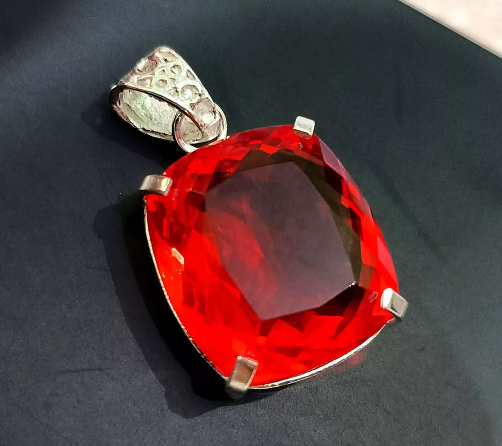 Certified Natural 55.70Ct Brazilian Red Cushion Cut Topaz Pendant Loose Gemstone