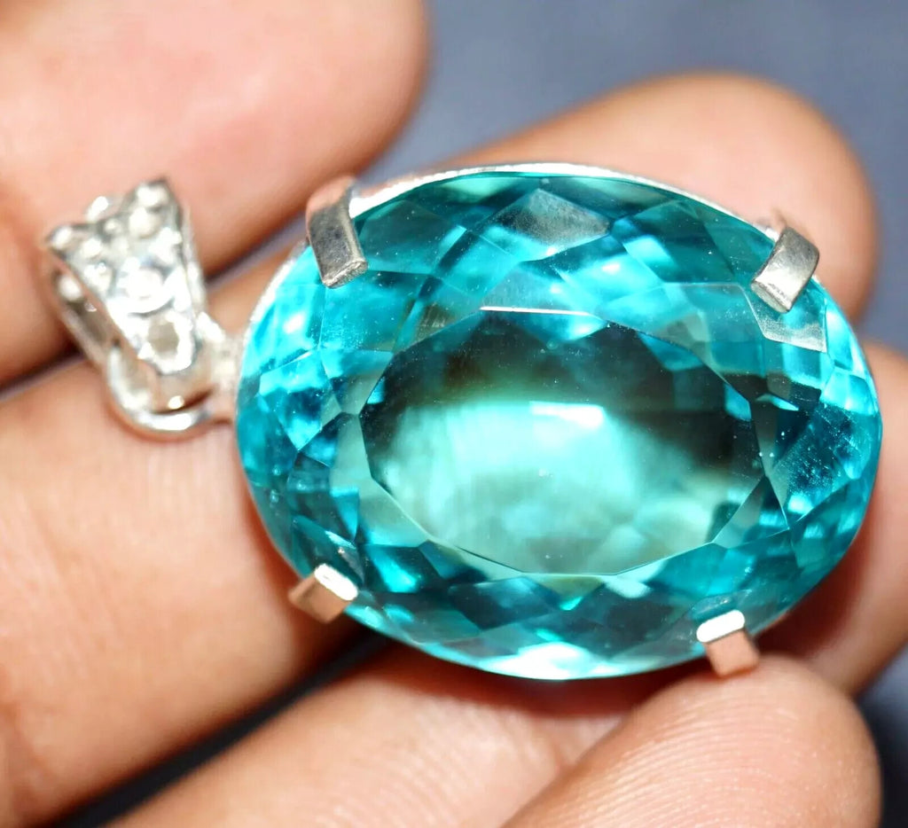 77.15 Ct Natural Topaz 925 Solid Silver Pendant Certified Oval Loose Gemstone
