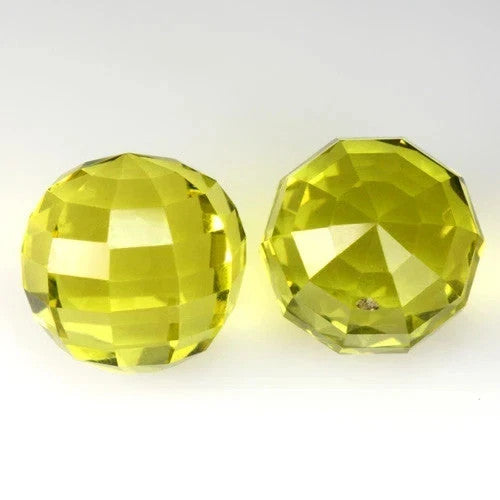 50 Ct Amazing Natural Lemon Quartz Round Ball Matching Pair Certified Gemstone