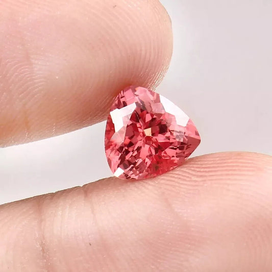 Natural Ceylon Padparadscha Sapphire Trillion Loose Cut Gemstone 12 X 12 MM