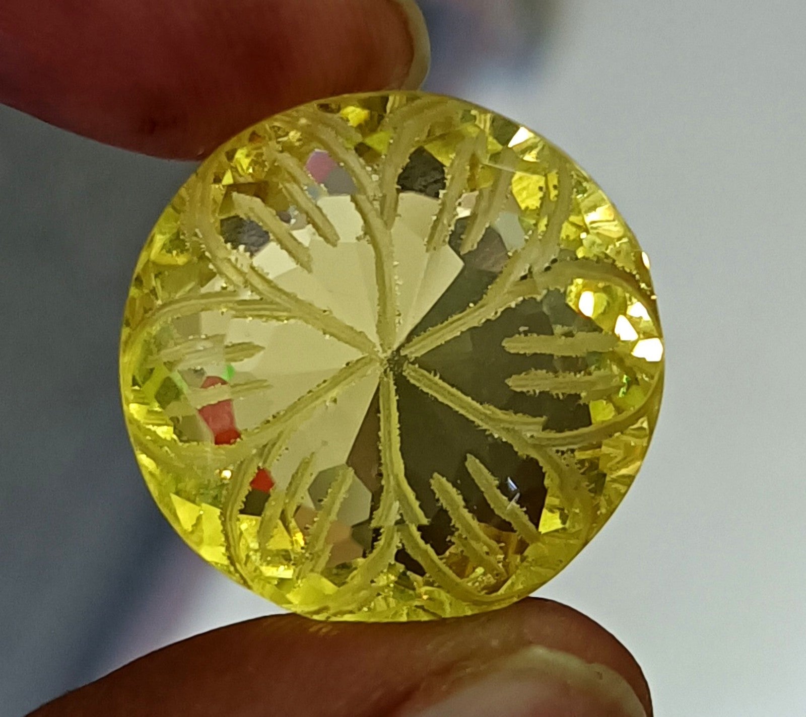 41.05 Ct Round Fine Cut EGL Certified Brazilian Lemon Color Topaz Loose Gemstone