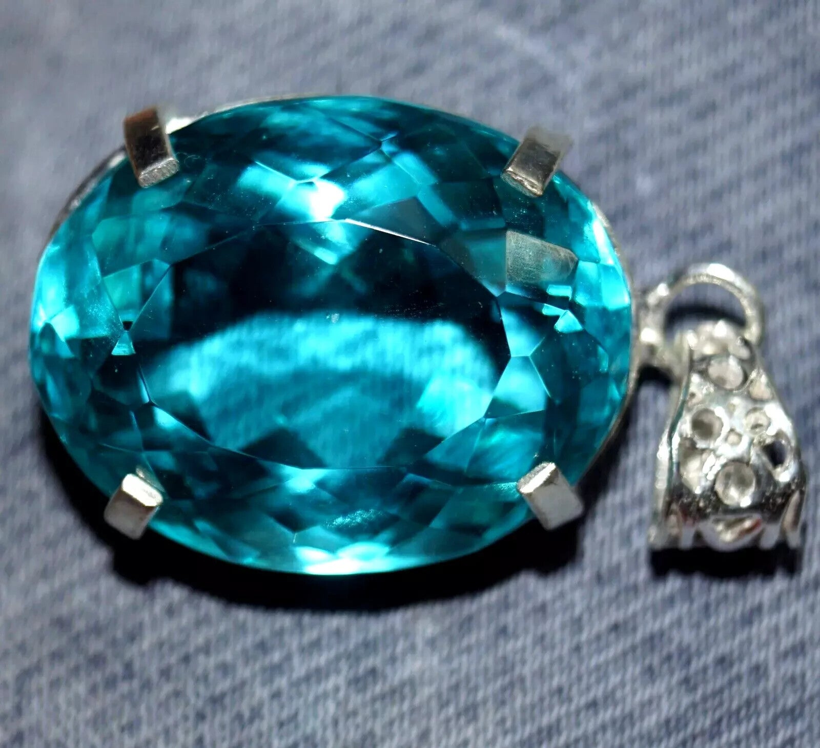 77.15 Ct Natural Topaz 925 Solid Silver Pendant Certified Oval Loose Gemstone