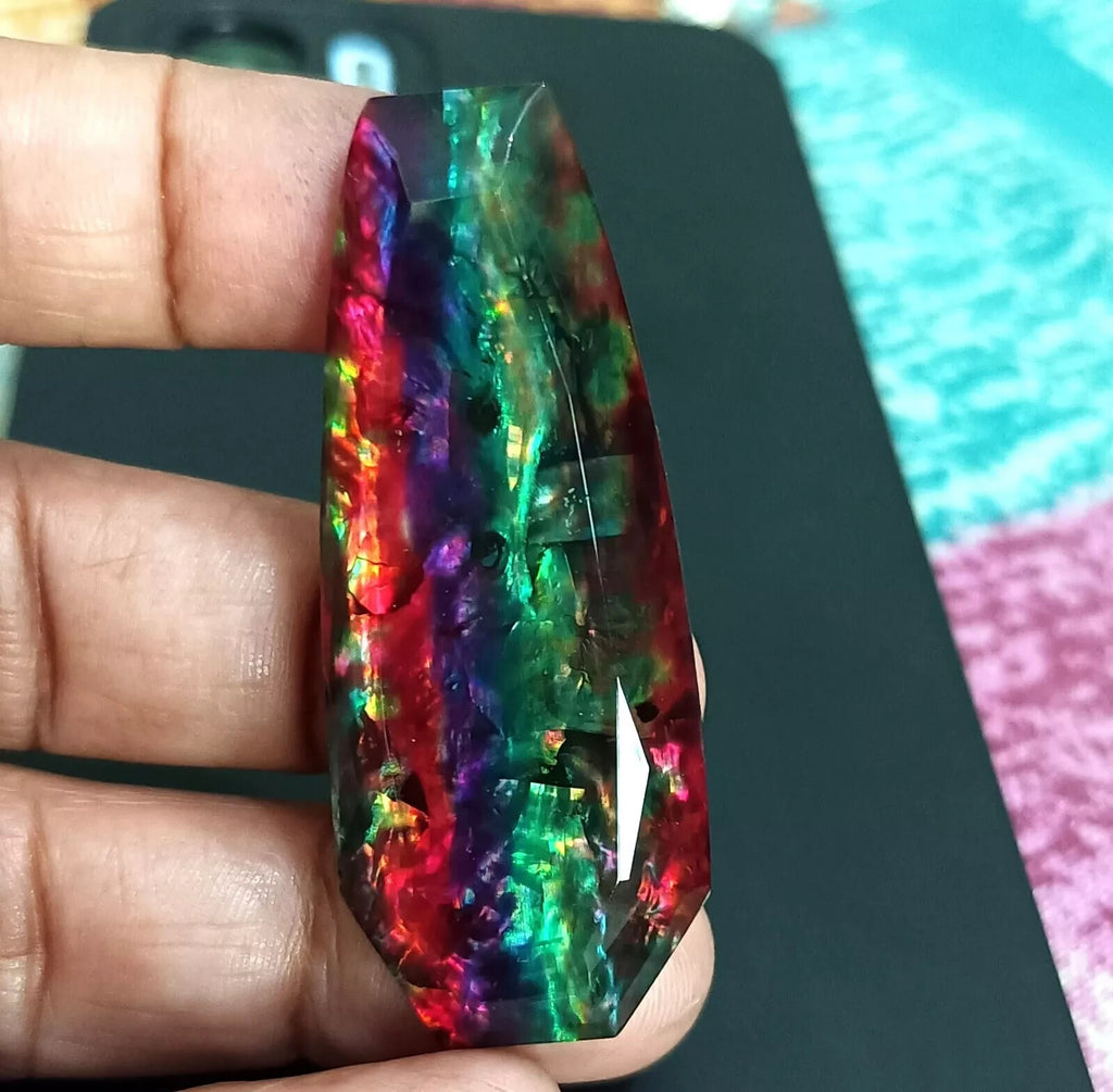 59.49 Ct Natural Ammolite Opal-Like Organic Fancy Doublet Loose Rare GEMSTONE