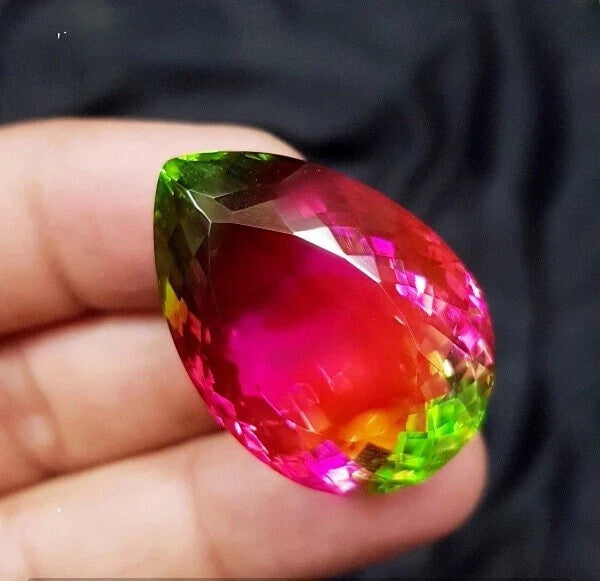 52.50 Ct Natural Watermelon Tourmaline Pear Cut Certified Loose Gemstone