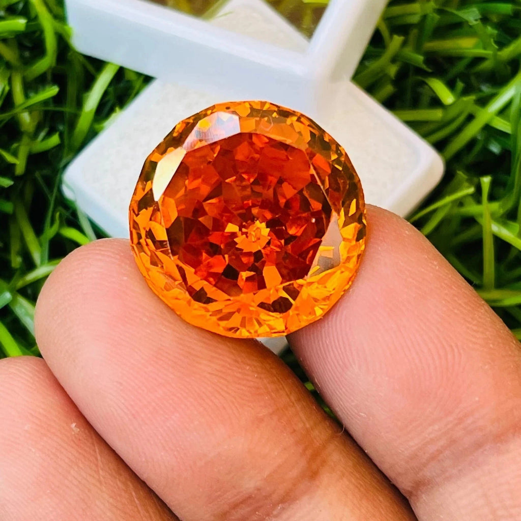 50.75 Ct Round Cut Natural Large Orange Color Zircon Certified Loose Gemstone A+