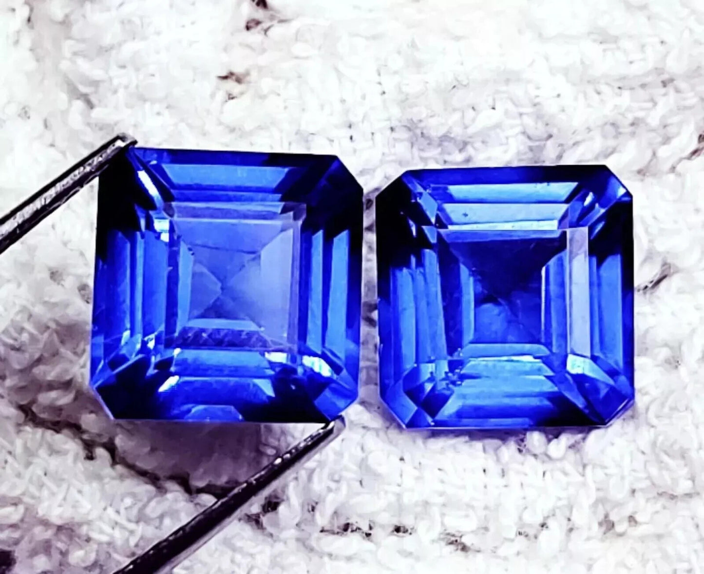 18 Ct Loose Gemstone Natural Blue Sapphire Pair Square Cut Certified 2 Pcs lot