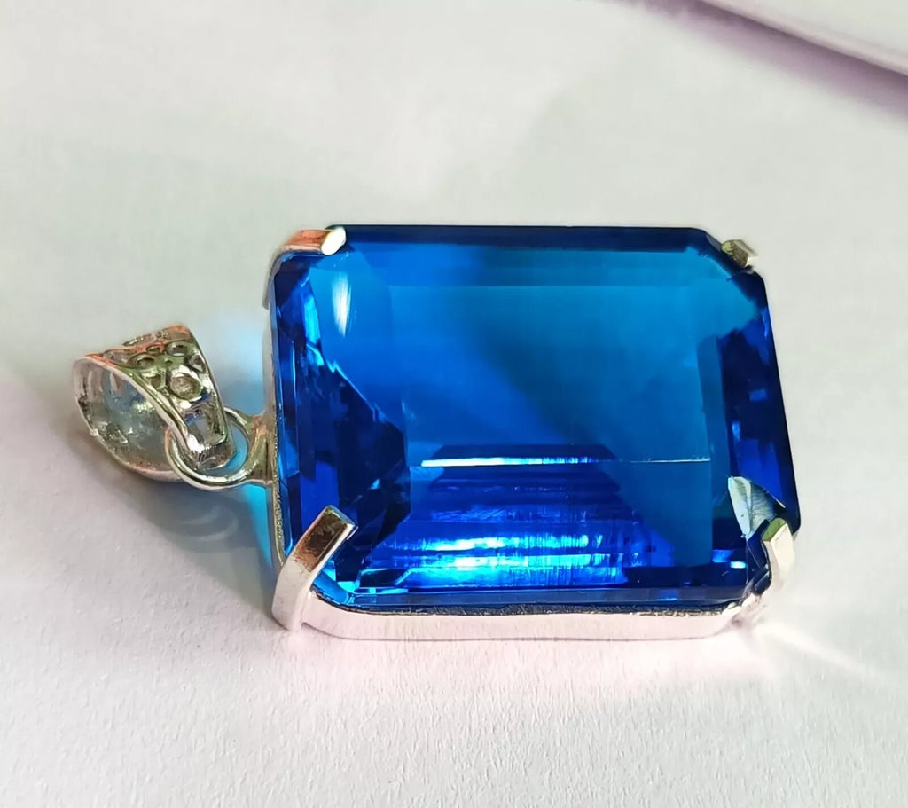 103.10Ct Certified Natural Topaz 925 Solid Silver Emerald Pendant Loose Gemstone