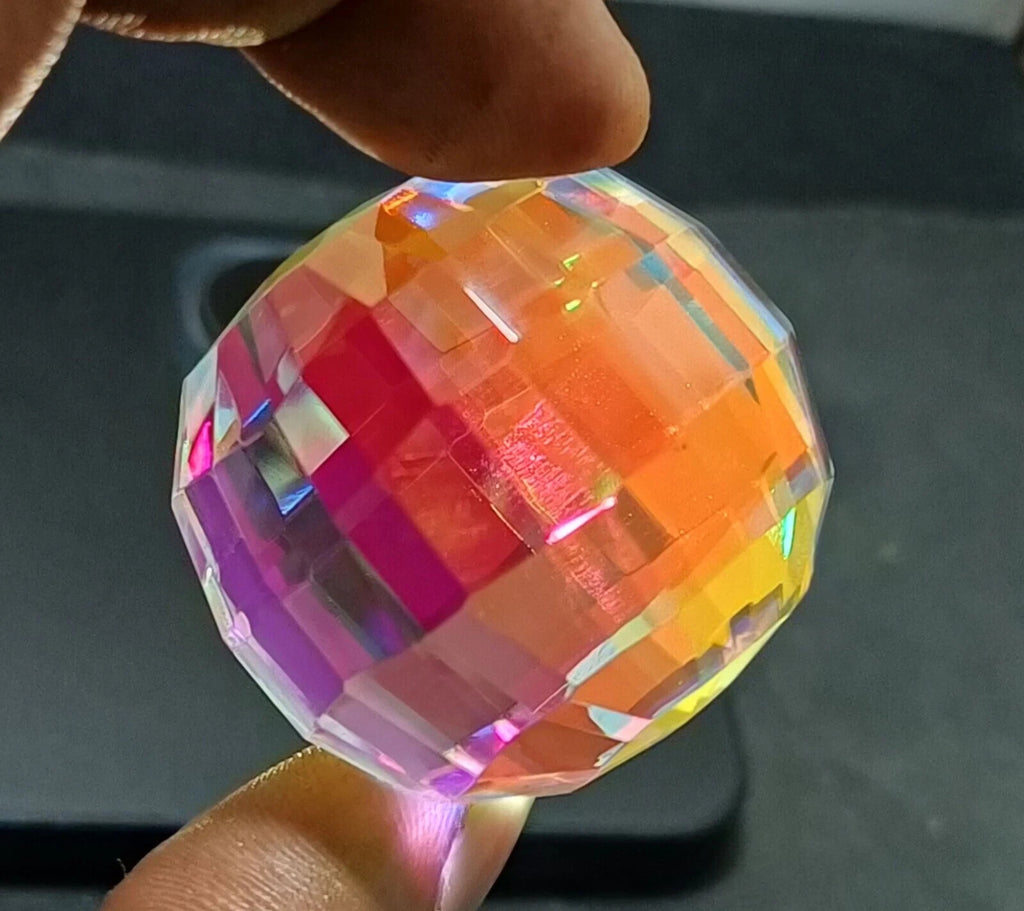 246.40 Ct+ Top Natural Rainbow Mystic Topaz Ball Shape Brilliant Loose Gemstone