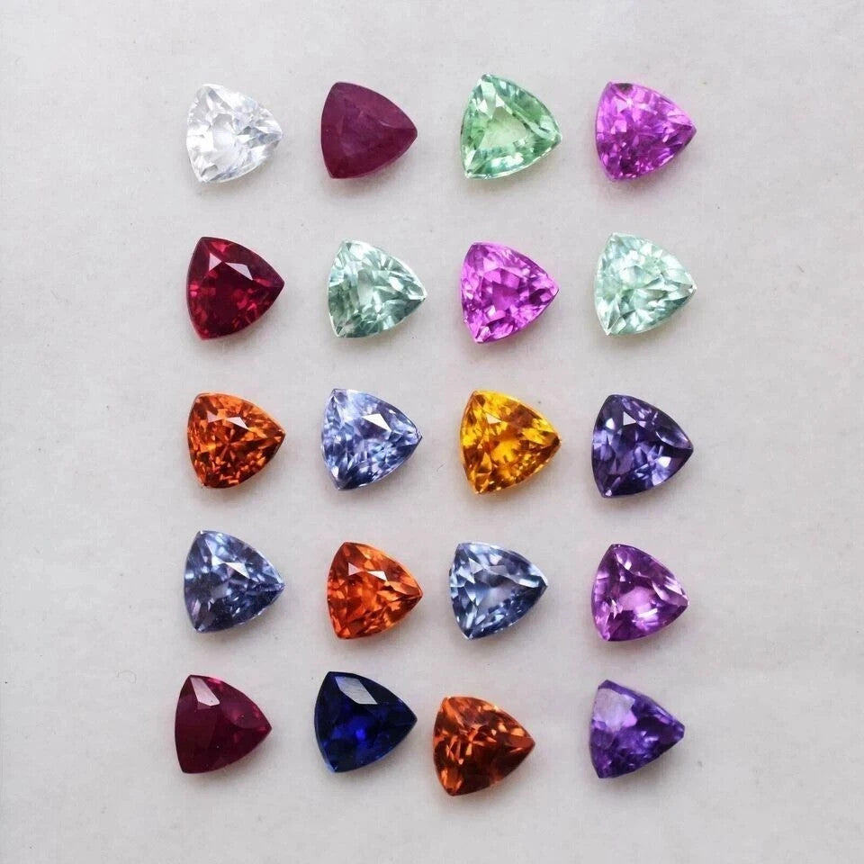 AAA 6 mm 10 Pcs Natural Mix Color Sapphire Trillion Certified Loose Gemstone Lot