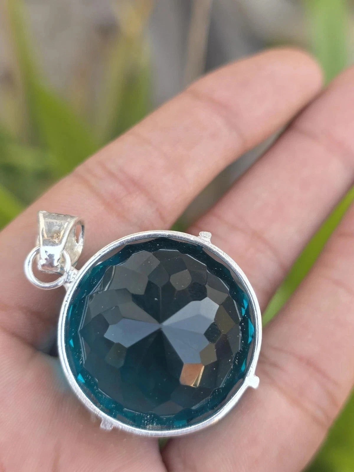 81.50 Ct London Blue Topaz Pendant Sterling Silver Pendant Gemstone Jewelry