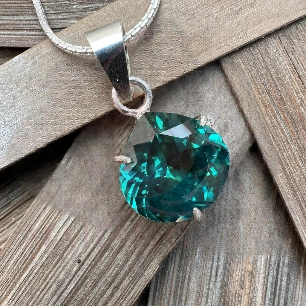 Certified 27 Ct Natural Parti Sapphire Pendant – In 925 Solid Silver Setting