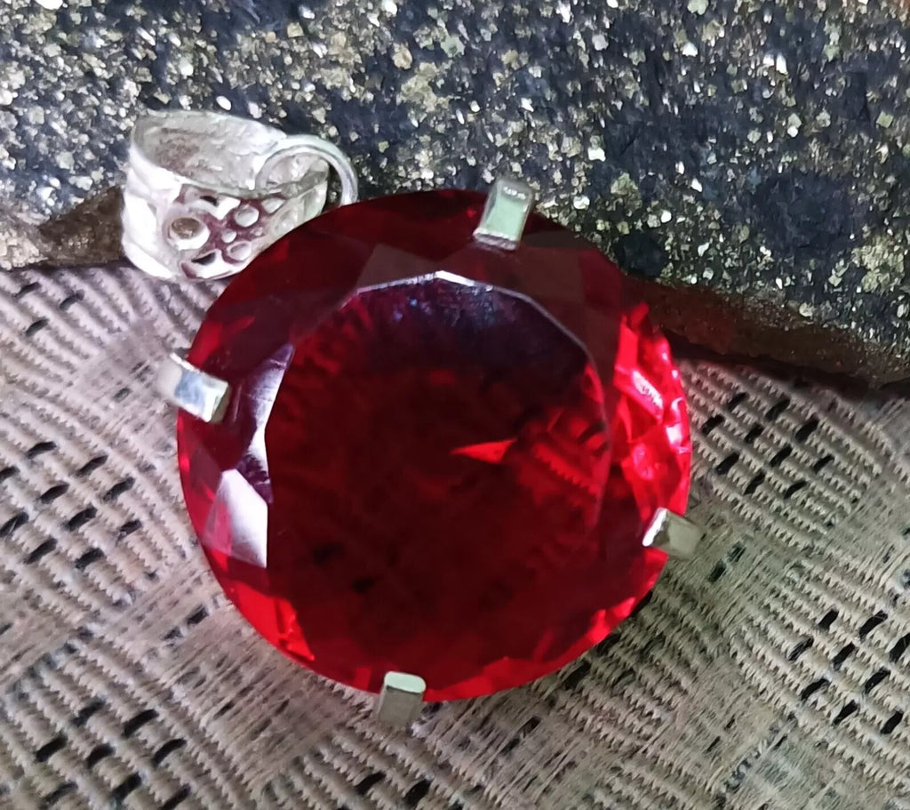 Certified Natural 84 Ct Brazilian Red Round Cut Topaz Pendant Loose Gemstone