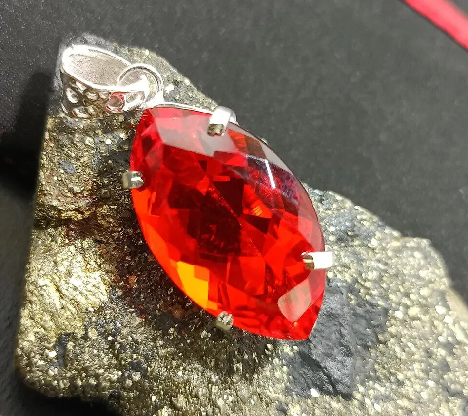 Certified Natural 65.00 Ct Brazilian Red Marquise Topaz Pendant For LOVE ONES
