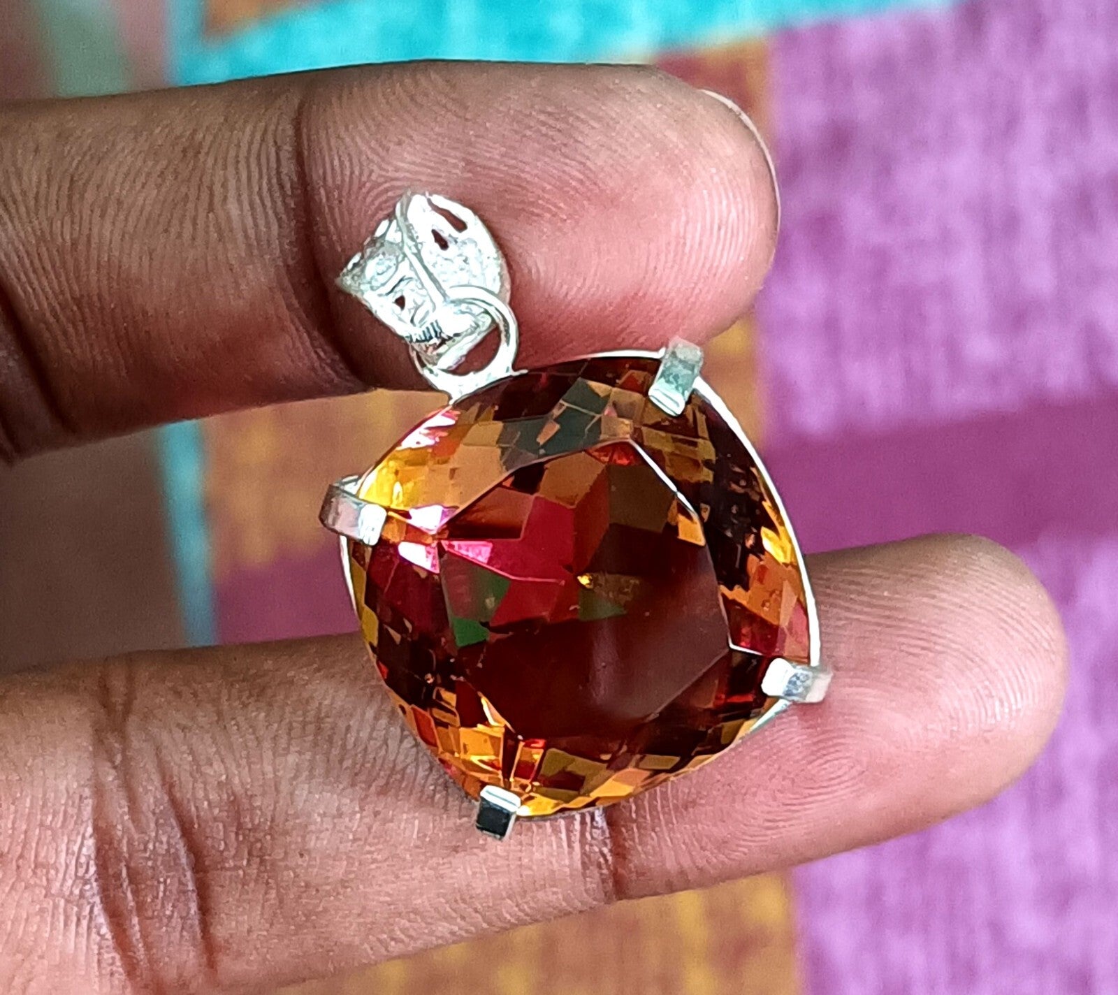 60.55 Ct Natural Zultanite 7 Color Pendant 925 Silver Loose Certified Gemstone