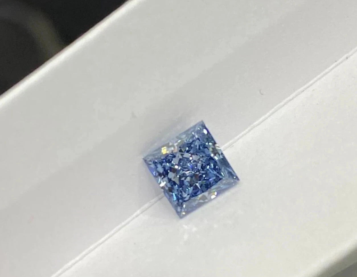 2 Ct Princess Cut Lab Grown Blue Diamond VVS1 D Grade Gemstone +free gift