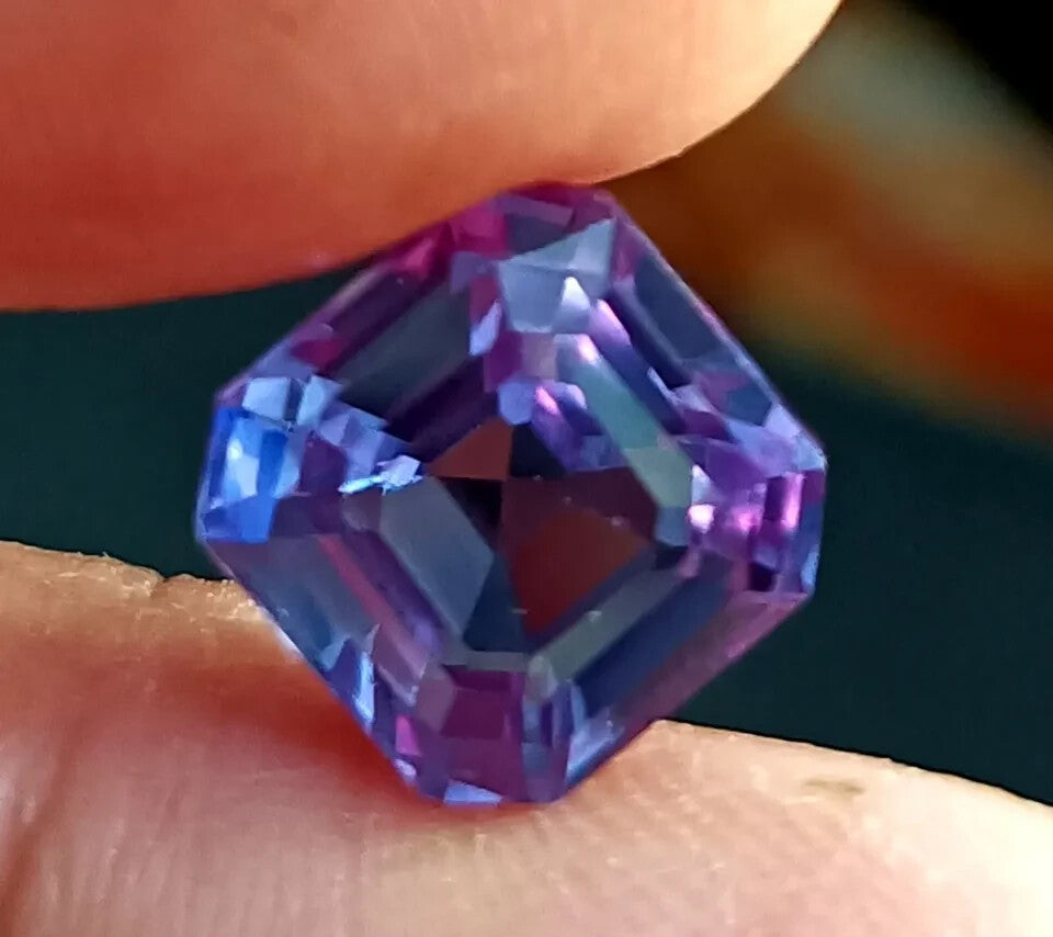 A+ Asscher Cut NATURAL Ceylon Bi-Color Change Sapphire Loose GEMSTONE 7.5 Ct
