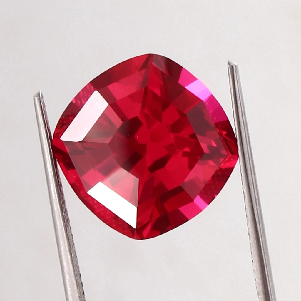 AAA Mozambique Pegion Red Ruby Mastercut Cushion Loose Stepcut Gemstone 15x15 MM