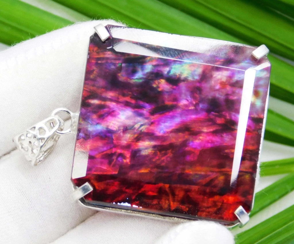 54.70 Ct Natural Ammolite Opal Doublet Pendant Multi-Color Rare Loose GEMSTONE