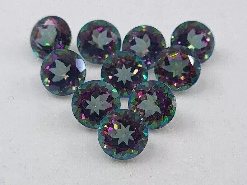 6 MM Natural Rainbow Color RoundCut Mystic Topaz Certified LooseGemstone 10 Pcs