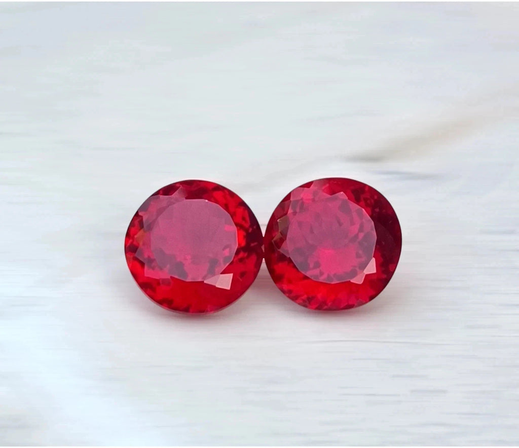 A+Natural Mozambique Red ruby 5 mm Pair Round Certified Untreated Loose Gemstone