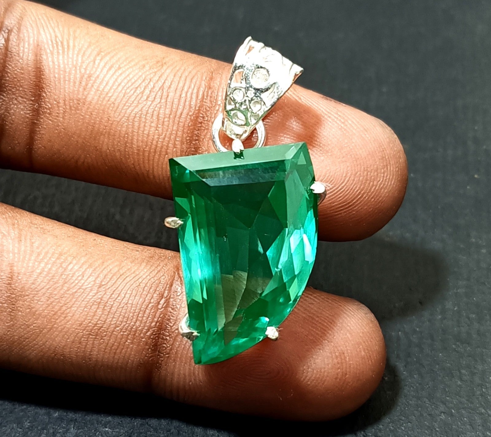 Certified 39.25 Natural Paraiba Tourmaline 925 Silver Pendant Loose Gemstone