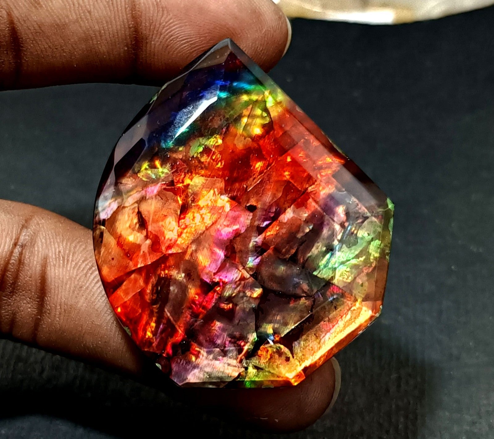 99 Ct Natural Ammolite Oval Opal-Like Organic Doublet Rare Loose GEMSTONE