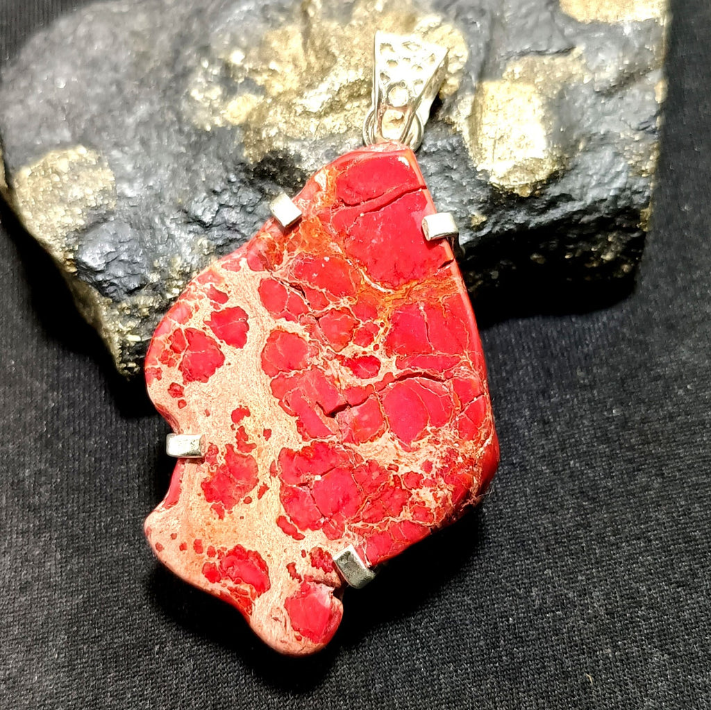 A+ 85.90 Ct Natural RED Turquoise Slab 925 Solid Silver Pendant Loose Gemstone