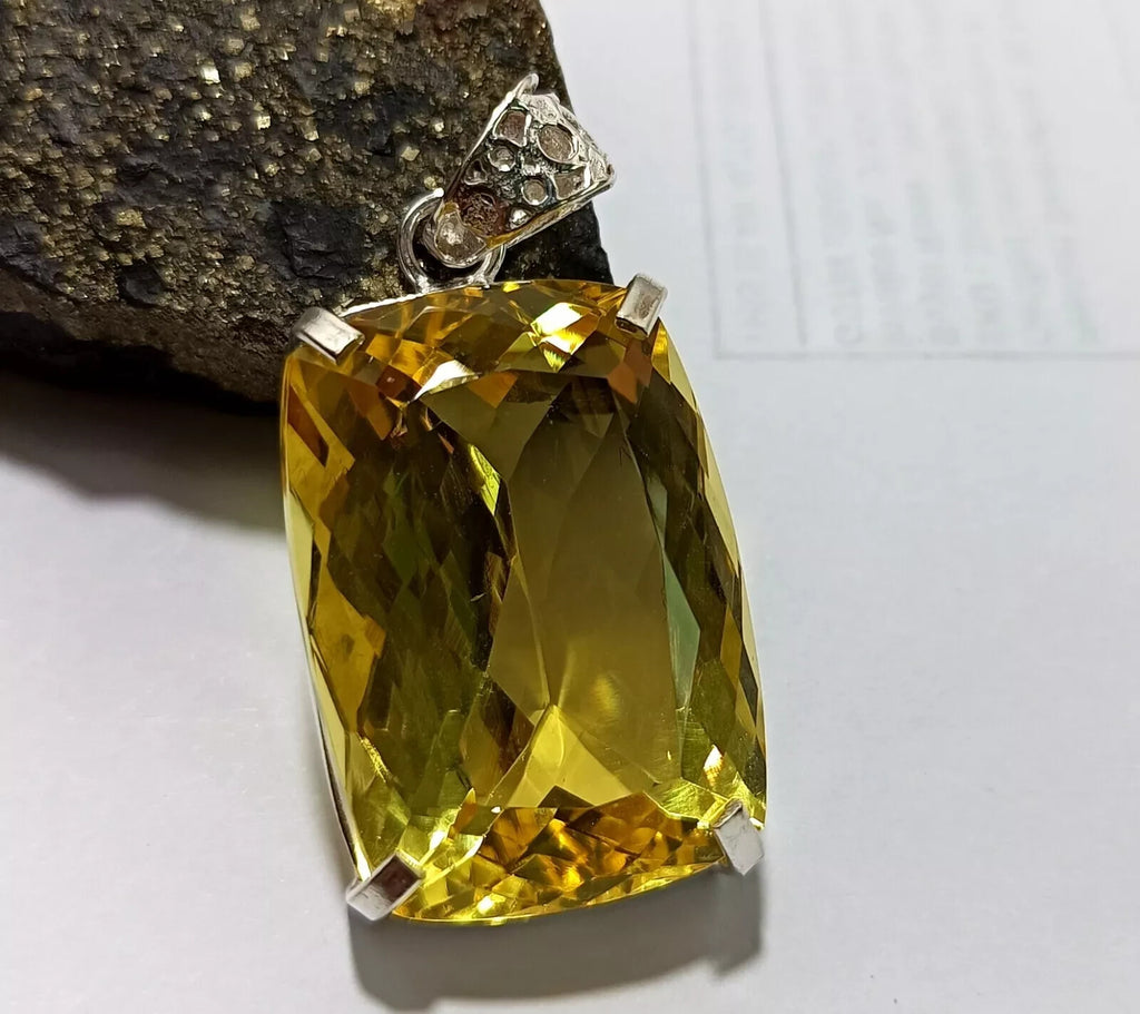 Certified Natural 86.25 Ct Brazilian Cushion Yellow Topaz Pendant Loose Gemstone