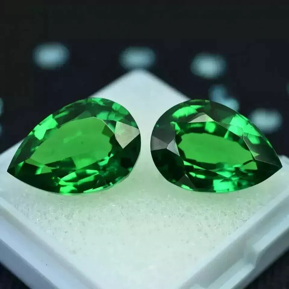 Natural Green Emerald Pear Cut 18.50 Ct 2 Pcs EGL Certified Loose Gemstone A+